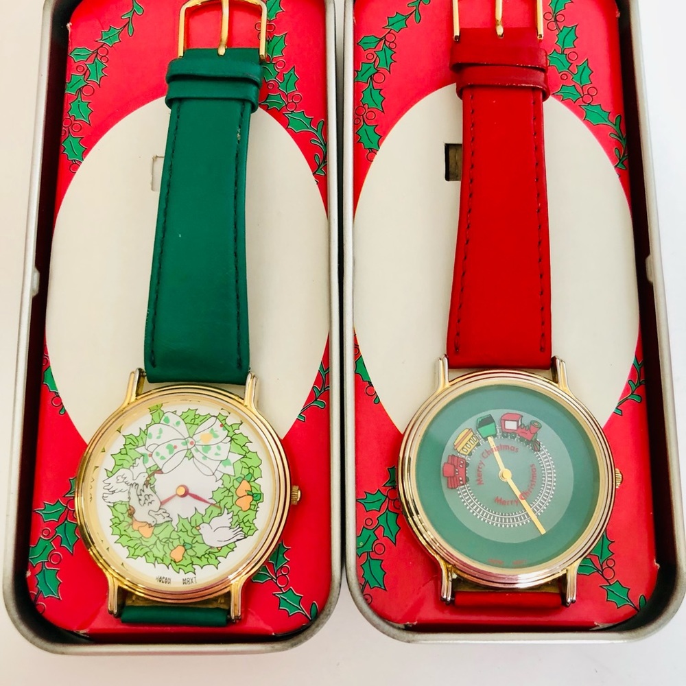 Tin Boxed Dove and Train Christmas Watches